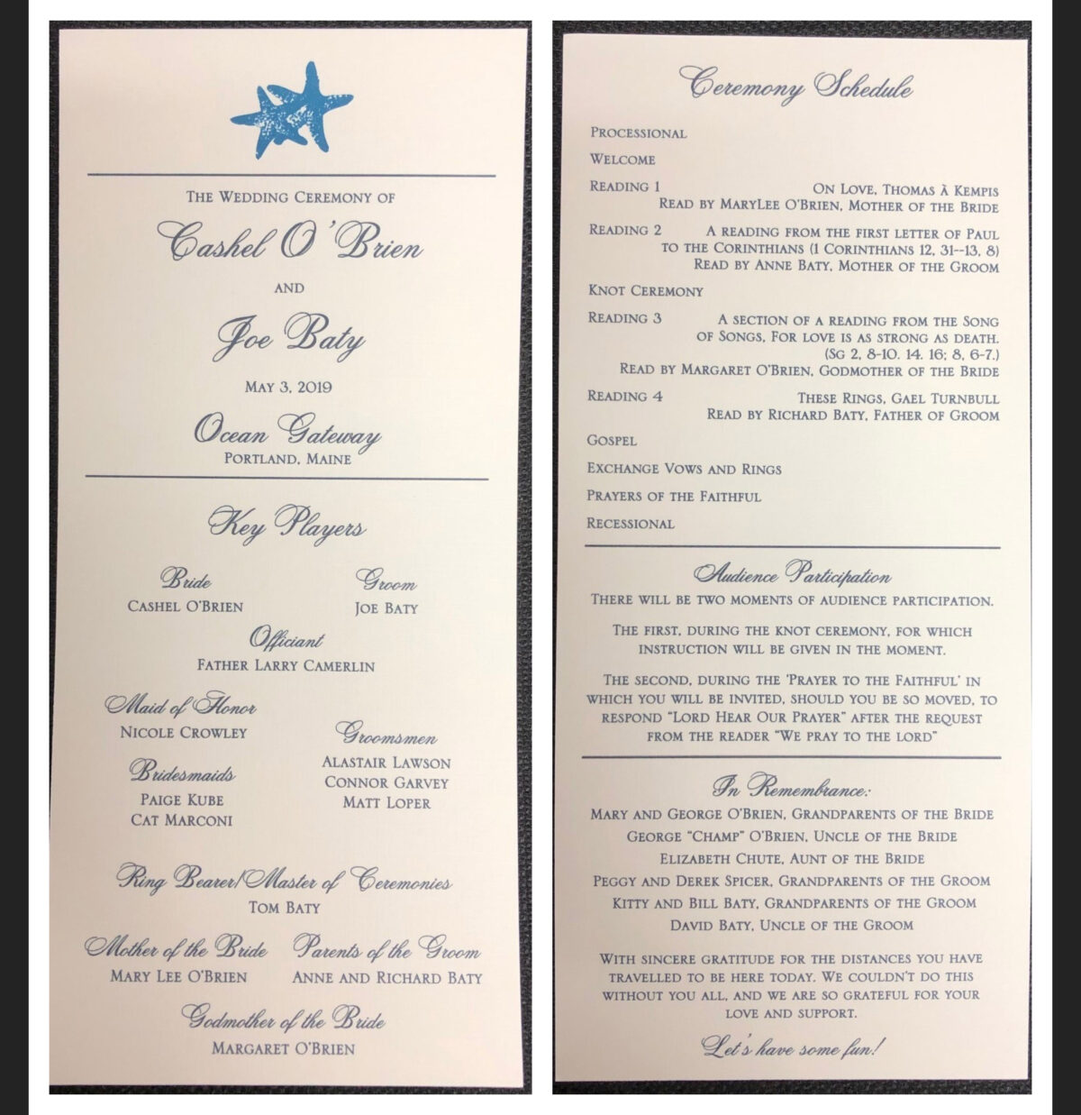 Programs Emerald Invitations